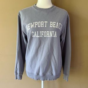 Brandy Melville John Galt Newport Beach California Crewneck Sweatshirt Gray Blue